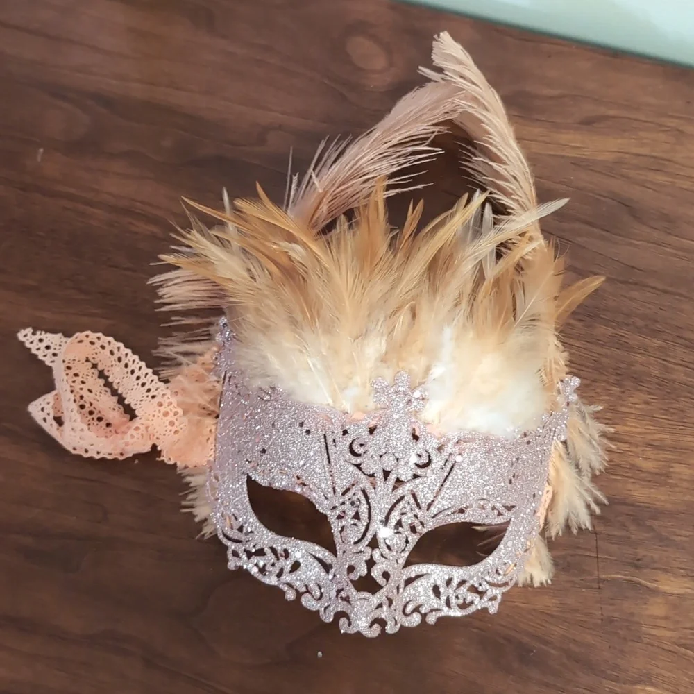 Custom Ooak CostumePink Sparkly Mardi Gras Masquerade Mask Masque